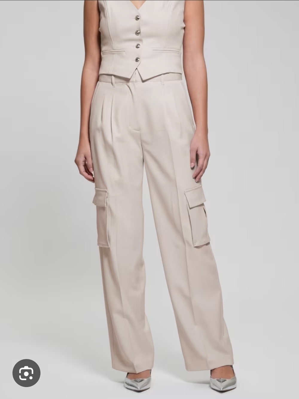Guess Eco Matea Perfect Cargo Pants  Beige Wide-Leg